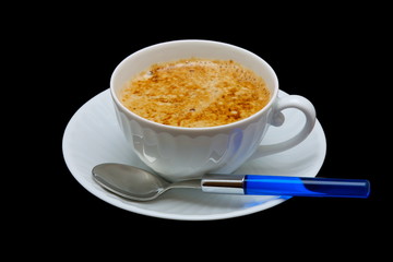 cup of coffee isolated on the black