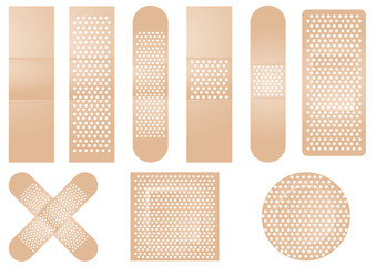 Vector illustration of set of beige plasters