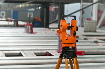Optical level at factory among the equipment, nobody