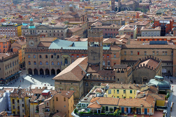 Bologna aerial view  king Enzo castle and main square © claudiozacc