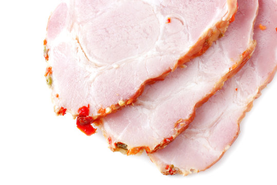 slices of ham isolated