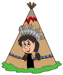 Indian in small tepee