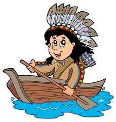 Indien en bateau en bois