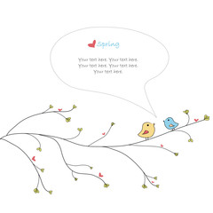 Two birds in love, talking on the tree