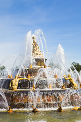 Latona fountain water spraying in Versailles Chateau, France