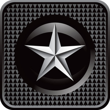 silver star black checkered web button