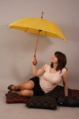 young beautiful woman with umbrella