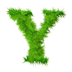 High resolution green grass font isolated o white