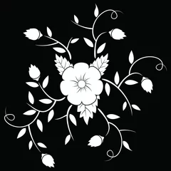Crédence de cuisine en verre imprimé Fleurs noir et blanc Fleur