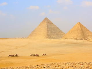 Fototapeta na wymiar Landscape with the Egyptian pyramids and the desert