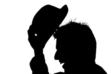 young man with hat – silhouette