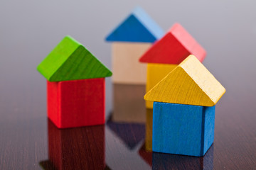 wooden toy block house