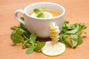 tea with lemon and mint