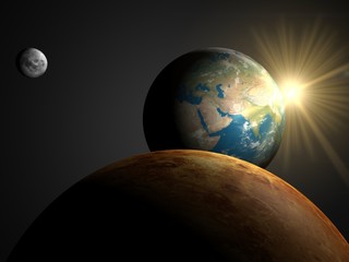 Earth with Sun, Moon and Venus - 21923101