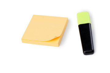 yellow note paper and pen