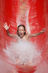 Girl on a water slide