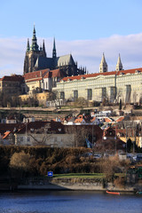 The winter Prague's gothic Castle above the River Vltava
