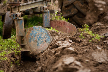 Tractor plowing