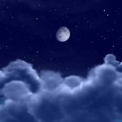 Fototapeta na wymiar moon in space or night sky through clouds