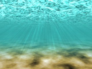 Fototapeta na wymiar Underwater scene with sun rays