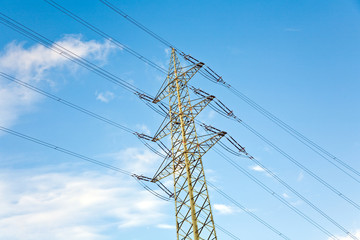 power pole  with blue purple sky background.