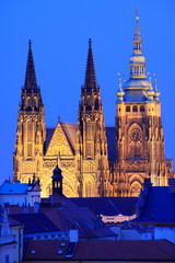Fototapeta na wymiar The View on Prague's gothic Castle in the Night