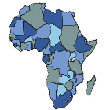 africa map in cold colors