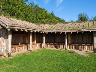 Viking age storage farm house in a village