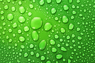 Water drops background with big and small drops