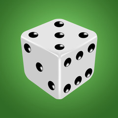 White dice on the green background