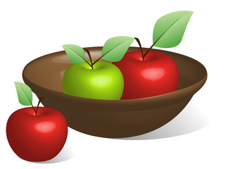 3D apples in bowl