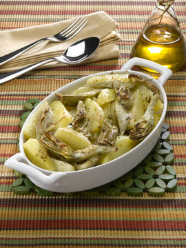 artichauts po&ecirc;l&eacute;s et pommes de terre
