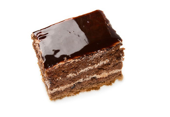 Chocolate cake isolated on white