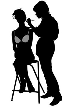 silhouette makeup artist applying makeup clip art preview