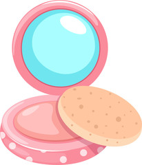 cosmetic powder compact with puff