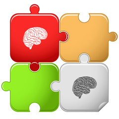Brain. Vector puzzle.