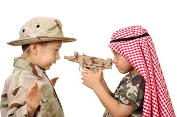 Boys Playing War, Terrorist and Soldier