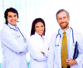 Fototapeta premium group of smiling hospital colleagues standing together.