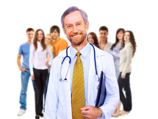 Fototapeta premium Beautiful senior doctor with stethoscope.