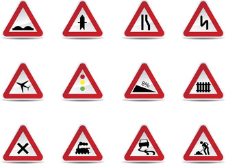 Road signs set isolated in white background