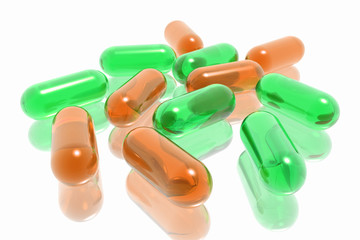 pills on white background