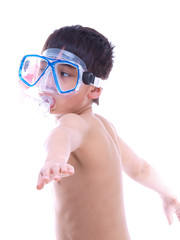 Fototapeta premium child learning to swim