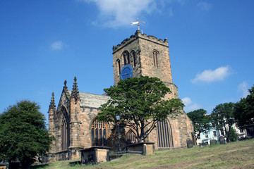 Fototapeta na wymiar Stone church on hillside