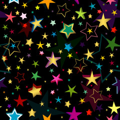 Black seamless pattern with stars (vector)