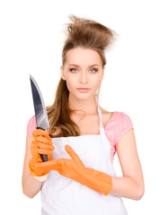 housewife with big knife