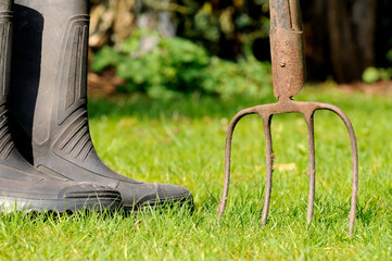 Forke mit Gummistiefel