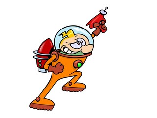 A real space hero in his rocketpack suit
