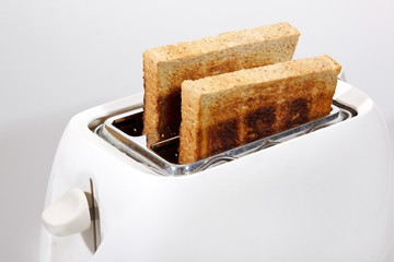 White toaster and crispy wholewheat bread