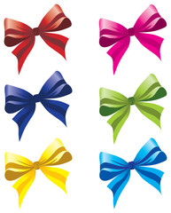 six colorful bows