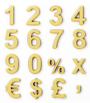 Numeri metallici e simboli valuta